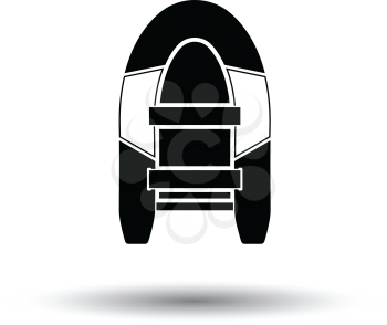 Icon of rubber boat . White background with shadow design. Vector illustration.