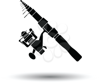 Icon of curved fishing tackle. White background with shadow design. Vector illustration.