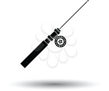 Icon of Fishing winter tackle . White background with shadow design. Vector illustration.
