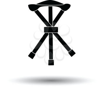 Icon of Fishing folding chair. White background with shadow design. Vector illustration.
