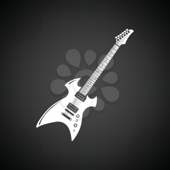 Electric guitar icon. Black background with white. Vector illustration.