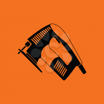 Jigsaw icon. Orange background with black. Vector illustration.