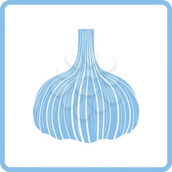 Garlic  icon. Blue frame design. Vector illustration.
