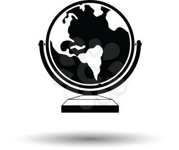 Globe icon. White background with shadow design. Vector illustration.