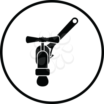 Icon of wrench and faucet. Thin circle design. Vector illustration.