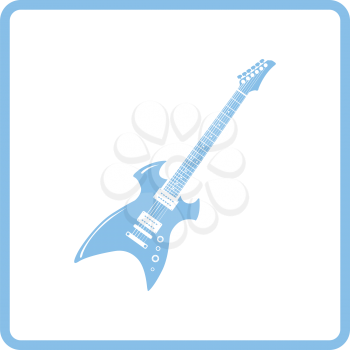Electric guitar icon. Blue frame design. Vector illustration.