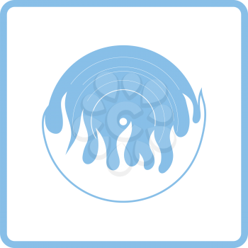 Flame vinyl icon. Blue frame design. Vector illustration.
