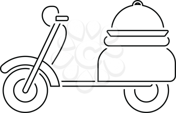 Delivering motorcycle icon. Thin line design. Vector illustration.