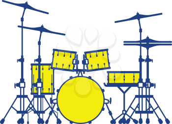 Drum set icon. Thin line design. Vector illustration.