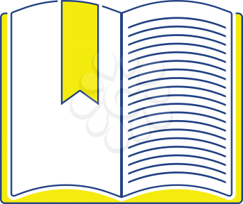 Icon of Open book with bookmark. Thin line design. Vector illustration.