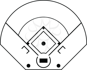 Baseball field aerial view icon. Thin line design. Vector illustration.