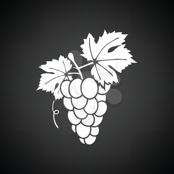 Icon of Grape. Black background with white. Vector illustration.