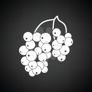 Icon of Black currant. Black background with white. Vector illustration.