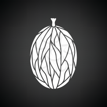 Icon of Gooseberry. Black background with white. Vector illustration.