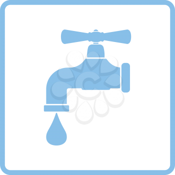 Icon of  pipe with valve. Blue frame design. Vector illustration.