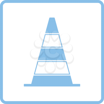 Icon of Traffic cone. Blue frame design. Vector illustration.