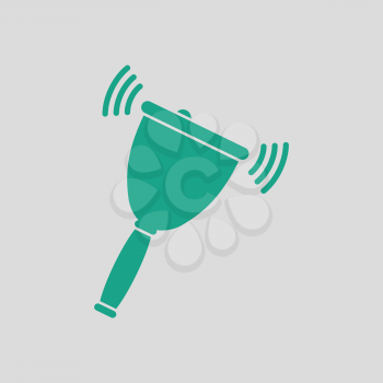 School hand bell icon. Gray background with green. Vector illustration.
