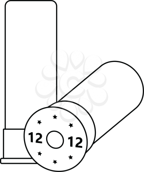 Icon of ammo from hunting gun. Thin line design. Vector illustration.