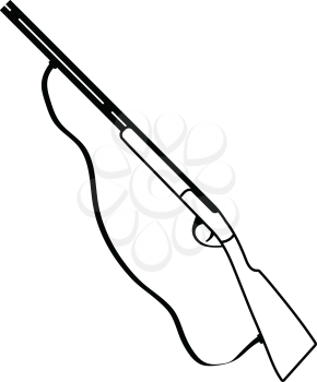Icon of hunting gun. Thin line design. Vector illustration.
