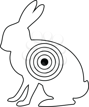 Icon of hare silhouette with target . Thin line design. Vector illustration.