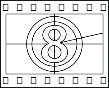 Movie frame with countdown icon. Thin line design. Vector illustration.