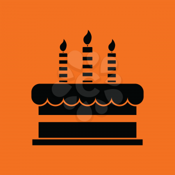 Party cake icon. Orange background with black. Vector illustration.