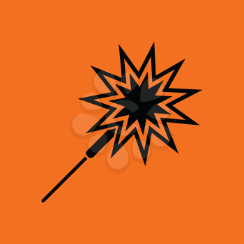 Party sparkler icon. Orange background with black. Vector illustration.
