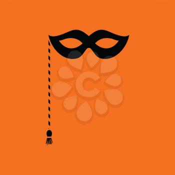 Party carnival mask icon. Orange background with black. Vector illustration.