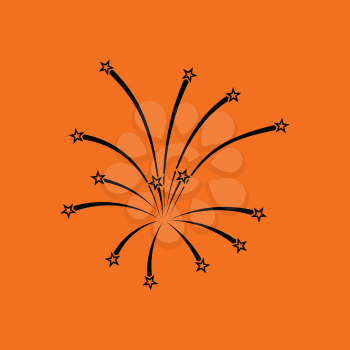 Fireworks icon. Orange background with black. Vector illustration.