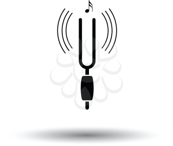 Tuning fork icon. White background with shadow design. Vector illustration.