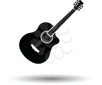 Acoustic guitar icon. White background with shadow design. Vector illustration.
