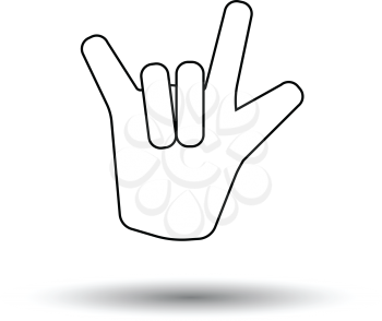 Rock hand icon. White background with shadow design. Vector illustration.
