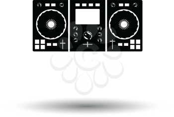 DJ icon. White background with shadow design. Vector illustration.