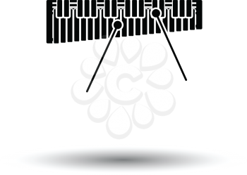 Xylophone icon. White background with shadow design. Vector illustration.