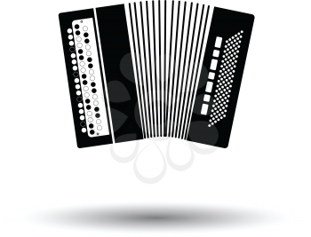 Accordion icon. White background with shadow design. Vector illustration.