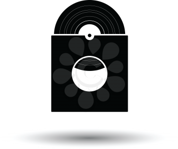 Vinyl record in envelope icon. White background with shadow design. Vector illustration.