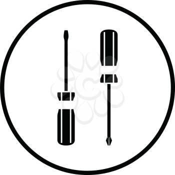Screwdriver icon. Thin circle design. Vector illustration.