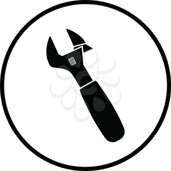 Adjustable wrench  icon. Thin circle design. Vector illustration.