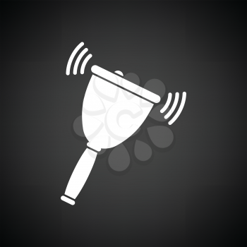 School hand bell icon. Black background with white. Vector illustration.