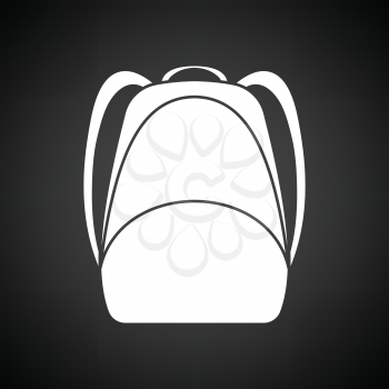 School rucksack  icon. Black background with white. Vector illustration.