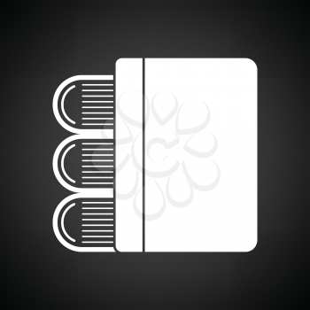 Stack of books icon. Black background with white. Vector illustration.