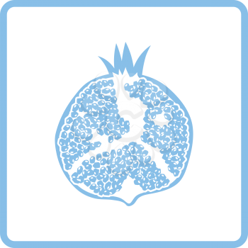 Icon of Pomegranate. Blue frame design. Vector illustration.