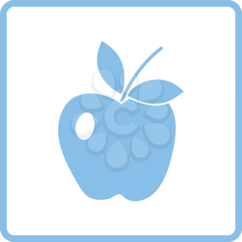 Icon of Apple. Blue frame design. Vector illustration.
