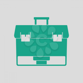 Icon of Fishing opened box. Gray background with green. Vector illustration.
