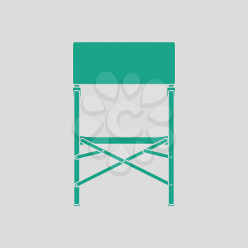 Icon of Fishing folding chair. Gray background with green. Vector illustration.