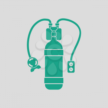 Icon of scuba. Gray background with green. Vector illustration.