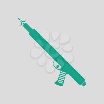 Icon of Fishing  speargun . Gray background with green. Vector illustration.