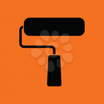 Icon of construction paint brushes. Orange background with black. Vector illustration.