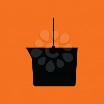 Icon of bucket. Orange background with black. Vector illustration.