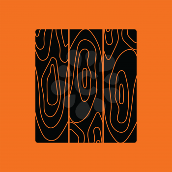 Icon of parquet plank pattern. Orange background with black. Vector illustration.